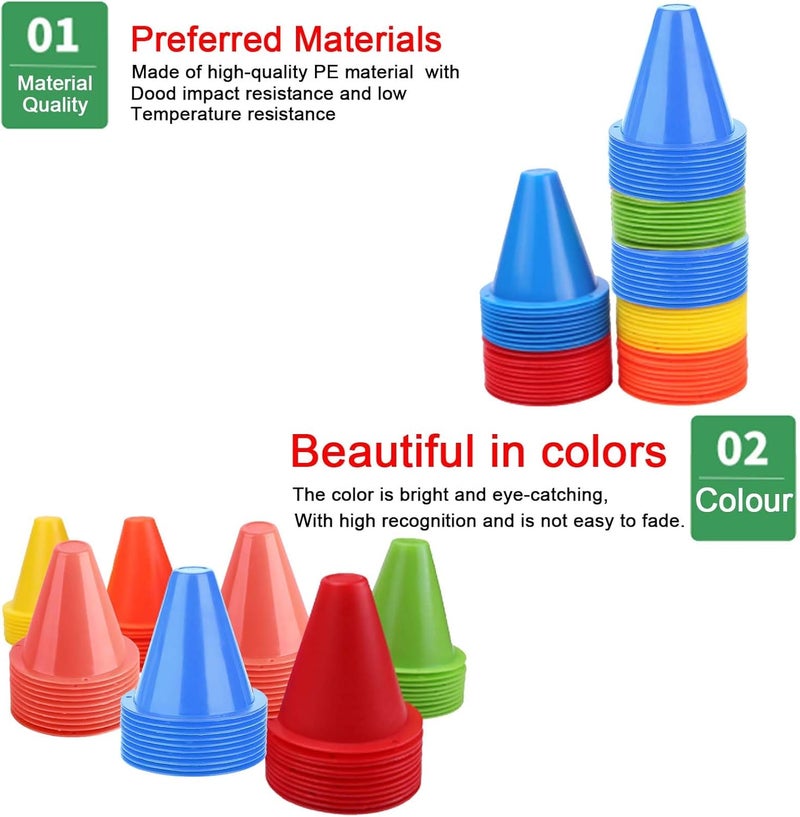 OUKENS Training Marker Cones, 10pcs 3 Inch Mini Sports Cones Football Training Sports Equipment Roller Skating Barriers Plastic Marker Holder Accessory for Fitness Practice - Image 2