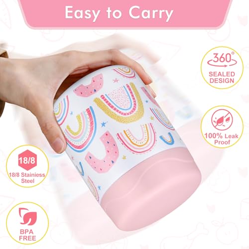 wiwens 12oz 2 Pack Insulated Food Jar Set for Kids Soup Thermo Hot Food Lunch Container Wide Mouth Leak Proof Stainless Steel Vacuum Bento Box for School Office Travel Outdoors - Image 3