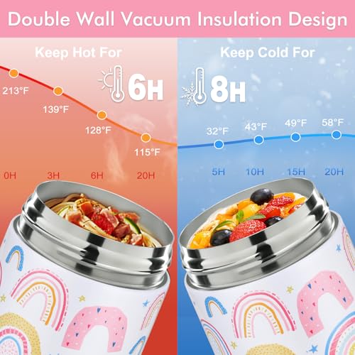 wiwens 12oz 2 Pack Insulated Food Jar Set for Kids Soup Thermo Hot Food Lunch Container Wide Mouth Leak Proof Stainless Steel Vacuum Bento Box for School Office Travel Outdoors - Image 4