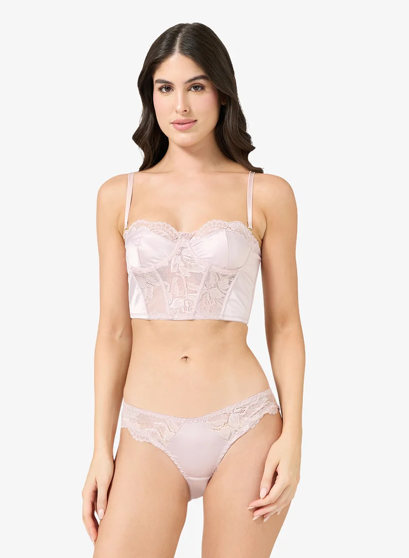 Ginger Lace Detail Corset Bralette & Brief Set
