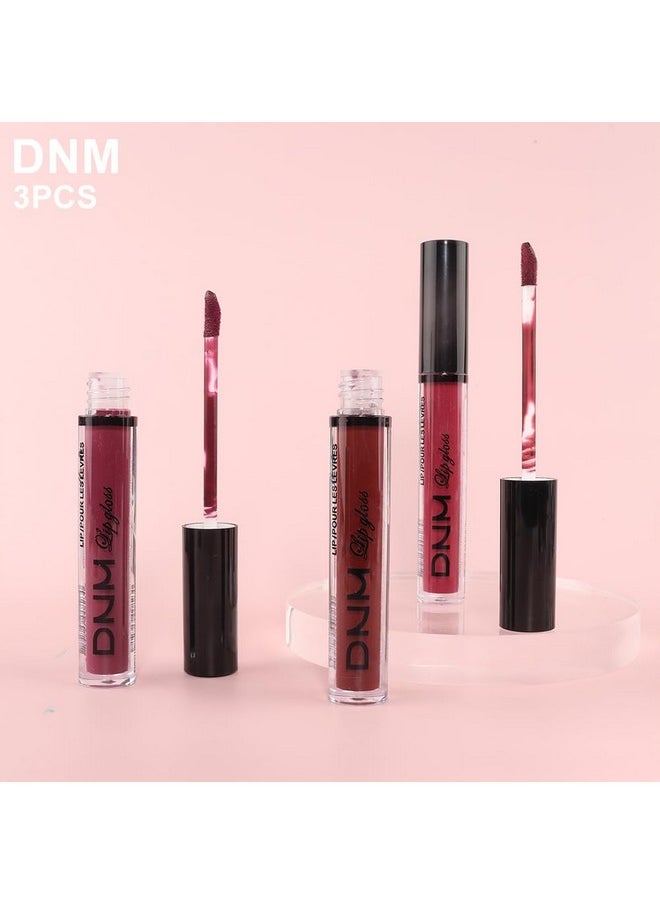 AMY'S DIARY - Dark Red Purple Matte Plum Liquid Lipstick 3Pcs Sets,24-Hour Lipstick Dark Deep Maroon Purple Brown Plum Red Lip Stain 24 Smudge Waterproof For Women - Image 1