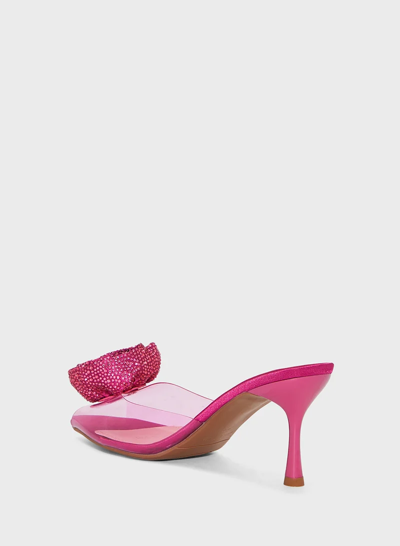Ella Limited Edition Clear Rose Diaamante Mule Heel Sandal