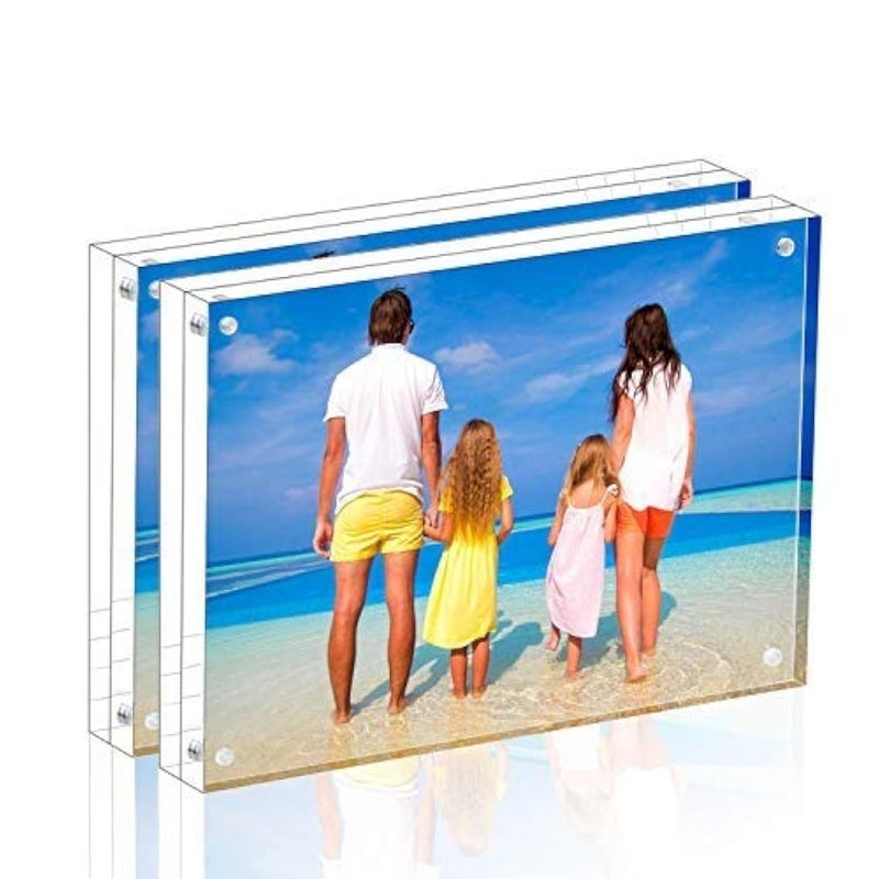 Meetu Acrylic Picture Frame 6x8 Tabletop Photo Frame Magnetic Double Sided Frame Free Standing Desktop for Display Document Certificate Photograph Artwork in Office Room