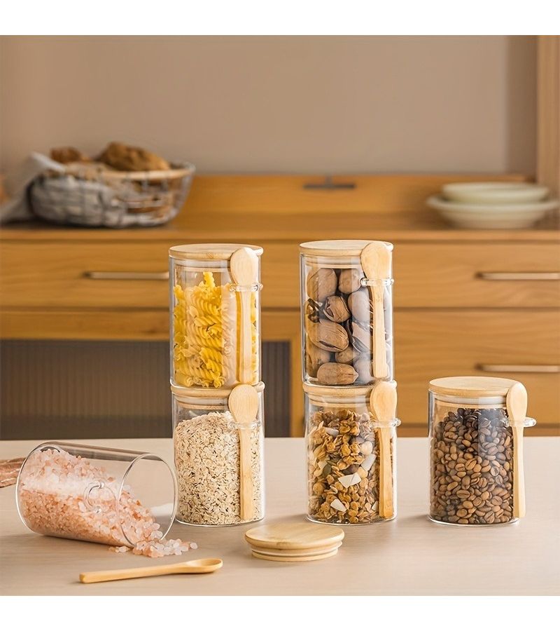 6pcs Overnight Oats Containers With Bamboo Lids and Spoons for Meal Prep - Image 2