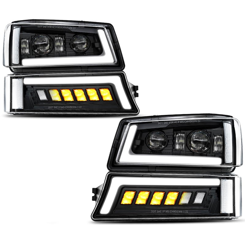 مجموعة مصابيح LED ZOFFROAD المعتمدة من DOT مع إشارة الانعطاف DRL عالية ومنخفضة شعاع مغلق متوافقة مع 0306 شيفروليه سيلفرادو أفالانش إشارة انعطاف متسلسلة علامة جانبية واضحة