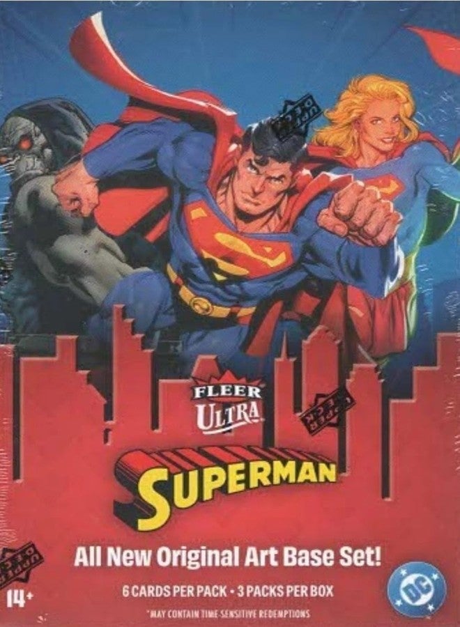 أبير ديك صندوق بلاستر مغلق من المصنع من إصدار 2026 من شركة Upper Deck Fleer Ultra Superman، مع فرصة للحصول على بطاقات Ultra Stars Green Parallels الحصرية وغيرها من الإضافات. - Image 2