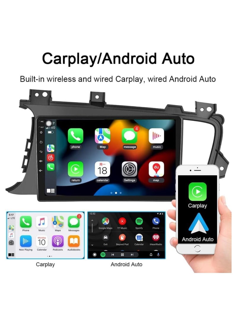 Vierex - Android Car Stereo Screen For Kia Optima K5 Radio 2010-2013 Support Apple Carplay Android Auto Wireless QLED 4GB RAM Fast Interface AHD Camera Included SIM Card Bluetooth USB - Image 1
