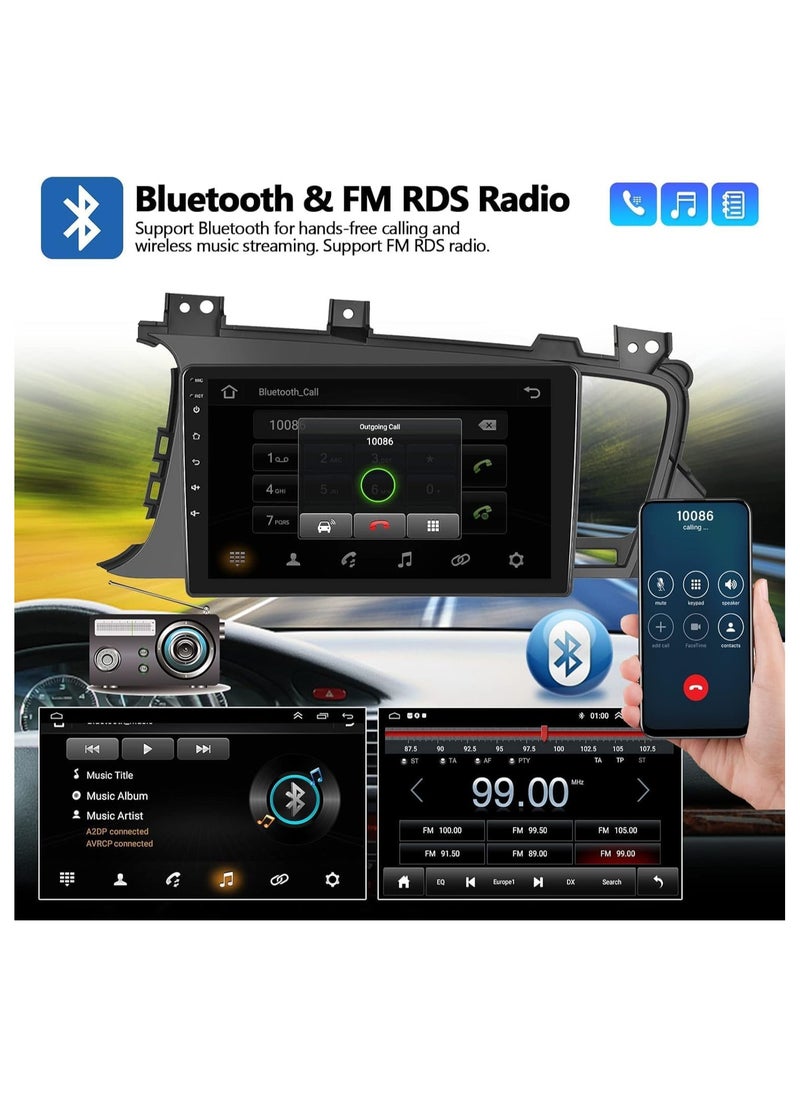 Vierex - Android Car Stereo Screen For Kia Optima K5 Radio 2010-2013 Support Apple Carplay Android Auto Wireless QLED 4GB RAM Fast Interface AHD Camera Included SIM Card Bluetooth USB - Image 1