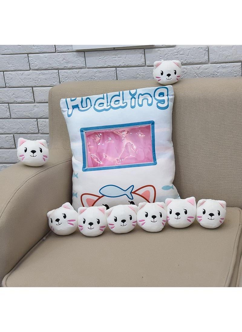 General Lovely Snack Pillow Stuffed Animal Toys Pudding Decorative Removable Little White Cat Dolls Creative Toy Gifts For Teens Girls Kids  - Image 1