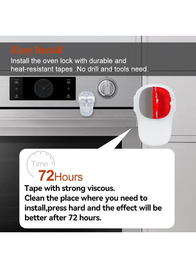 EUDEMON Child Safety Heat-Resistant Oven Door Lock, Oven Front Lock for Kids Easy to Install, Use Adhesive,No Screws or Drill (1 Pack,Clear-White)(Only for Flat Surface) - Image 4