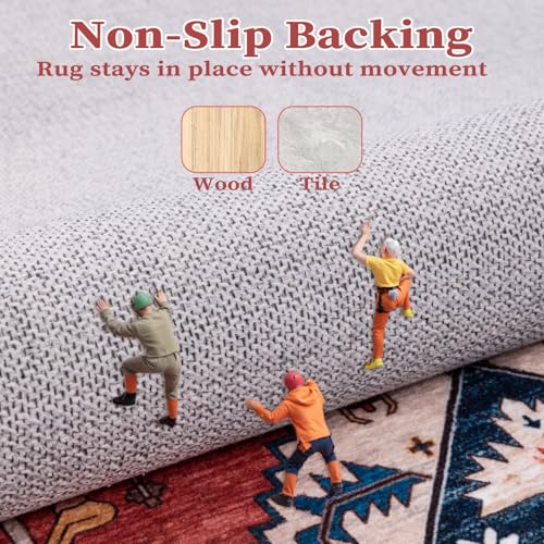 SERISSA Boho Rugs for Entryway, 2x3 Rust Entryway Rug Non-Slip Washable Small Area Rug, Ultra Soft Oriental Vintage Low-Pile Indoor Door Mat Floor Carpet for Entrance Bedroom Kitchen Bathroom - Image 4
