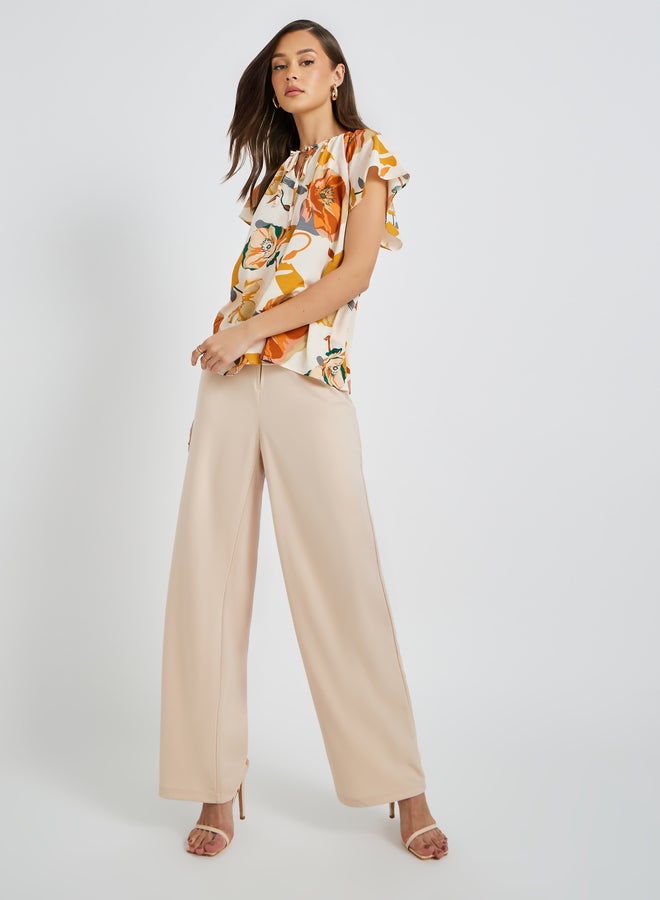 Take Two Floral Print Batwing Sleeve Tie-Up Neck Blouse  - Image 2