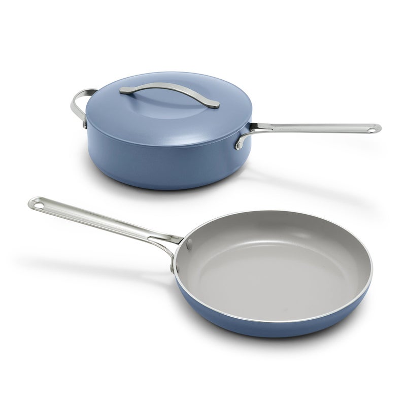 GreenPan Nova 10 Frying Pan Skillet and 437QT Saut Pan with Lid Oprahs Favorite Things 2024 PFASFree Ceramic Nonstick Induction Suitable Sear Fry Broil Dishwasher  Oven Safe Ocean Blue