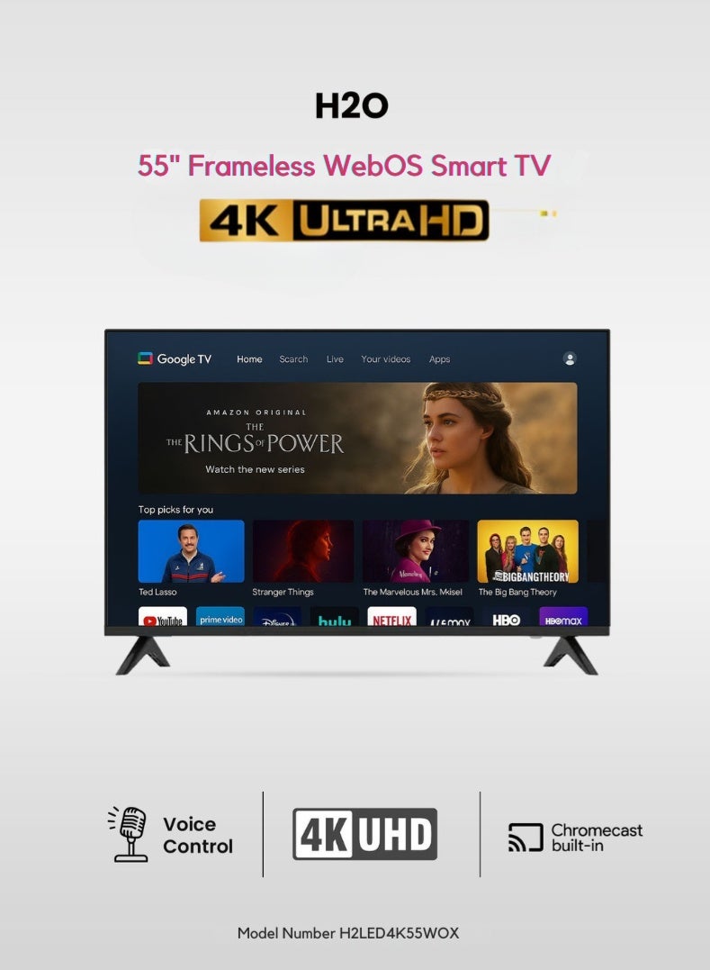 H2O 55-Inch Frameless Smart TV with webOS – 4K UHD Display, Magic Remote, Voice Control, AI ThinQ  - Image 1