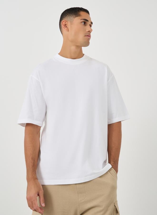 Styli Pack of 2 - Heavy Cotton Jersey Oversized Mock Neck T-Shirt - Image 2