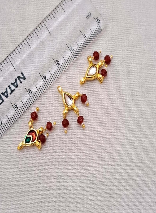 meryCraft Stone Meenakari Kundan,Makhi Beads for Jewellery Making, Embroidery and Craft Work-(Size: 15x10mm, Pack of 6 Pieces)-MCI-MAKHIBDS-009 - Image 2