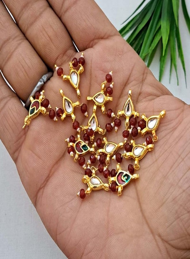 meryCraft Stone Meenakari Kundan,Makhi Beads for Jewellery Making, Embroidery and Craft Work-(Size: 15x10mm, Pack of 6 Pieces)-MCI-MAKHIBDS-009 - Image 3