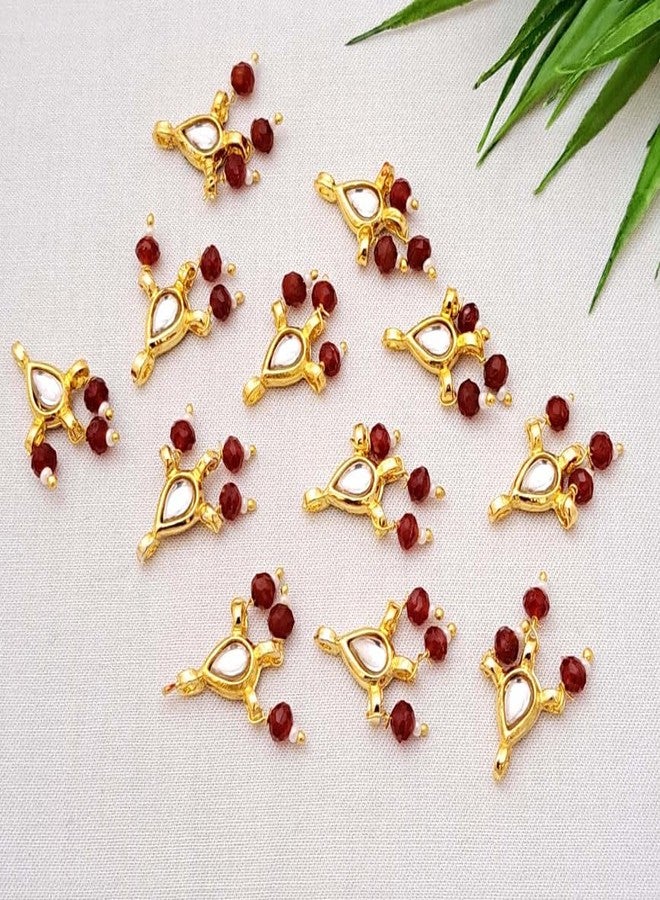 meryCraft Stone Meenakari Kundan,Makhi Beads for Jewellery Making, Embroidery and Craft Work-(Size: 15x10mm, Pack of 6 Pieces)-MCI-MAKHIBDS-009 - Image 1