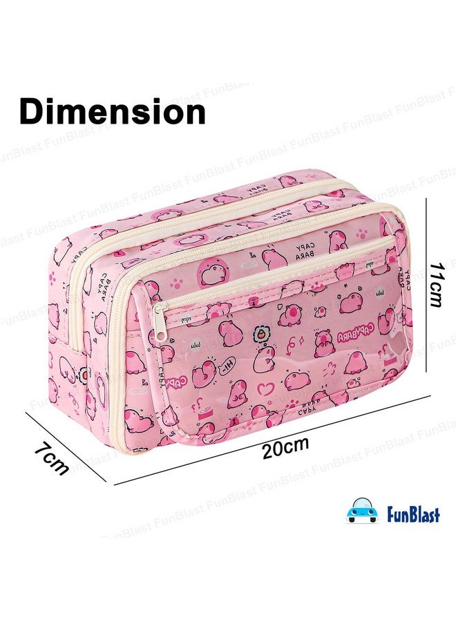 FunBlast Pencil Pouch for Kids - Kawaii Pencil Pouch, Aesthetic Pen Case for Girls, Multipurpose Zipper Pouch for Kids & Adults, Large Capacity Stationary Organizer Case - (Random Print) - Image 2