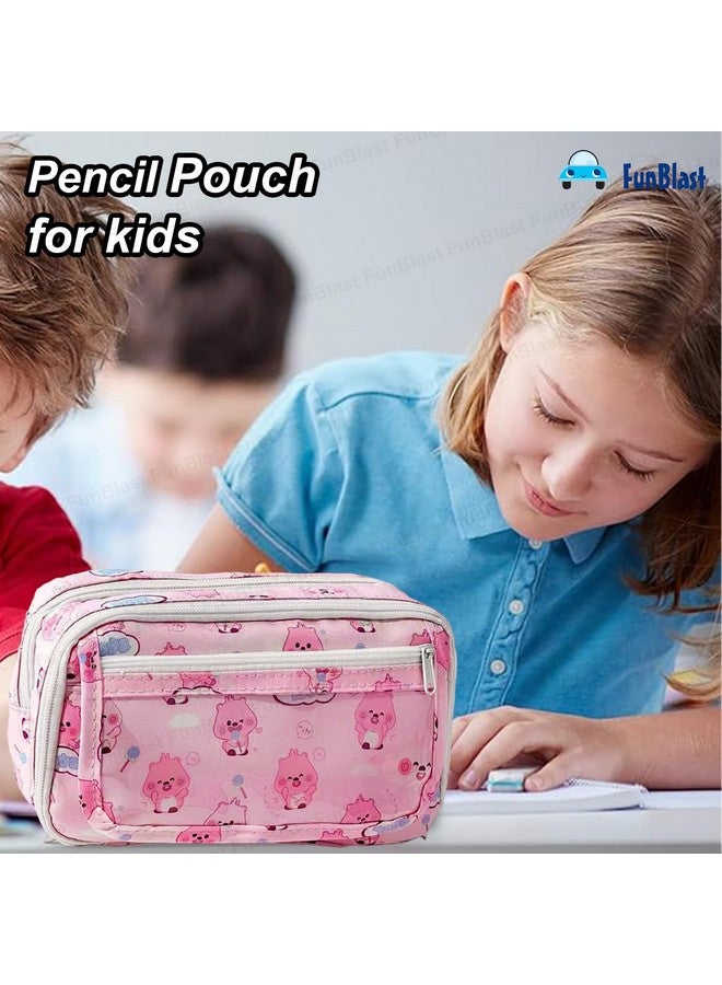 FunBlast Pencil Pouch for Kids - Kawaii Pencil Pouch, Aesthetic Pen Case for Girls, Multipurpose Zipper Pouch for Kids & Adults, Large Capacity Stationary Organizer Case - (Random Print) - Image 5