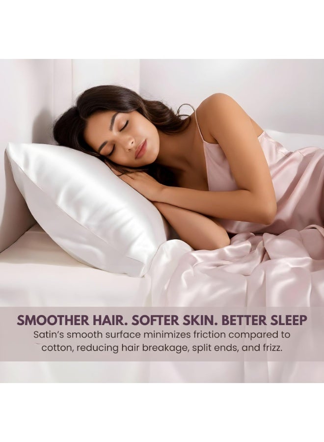 ELAUR Satin Pillowcase for Hair and Skin, Super Soft and Cooling Similar to Silk Pillow Cases 2 Pack with Envelope Closure, Gift for Women Men(20"x26" Standard Size) (Champagne) - Image 3