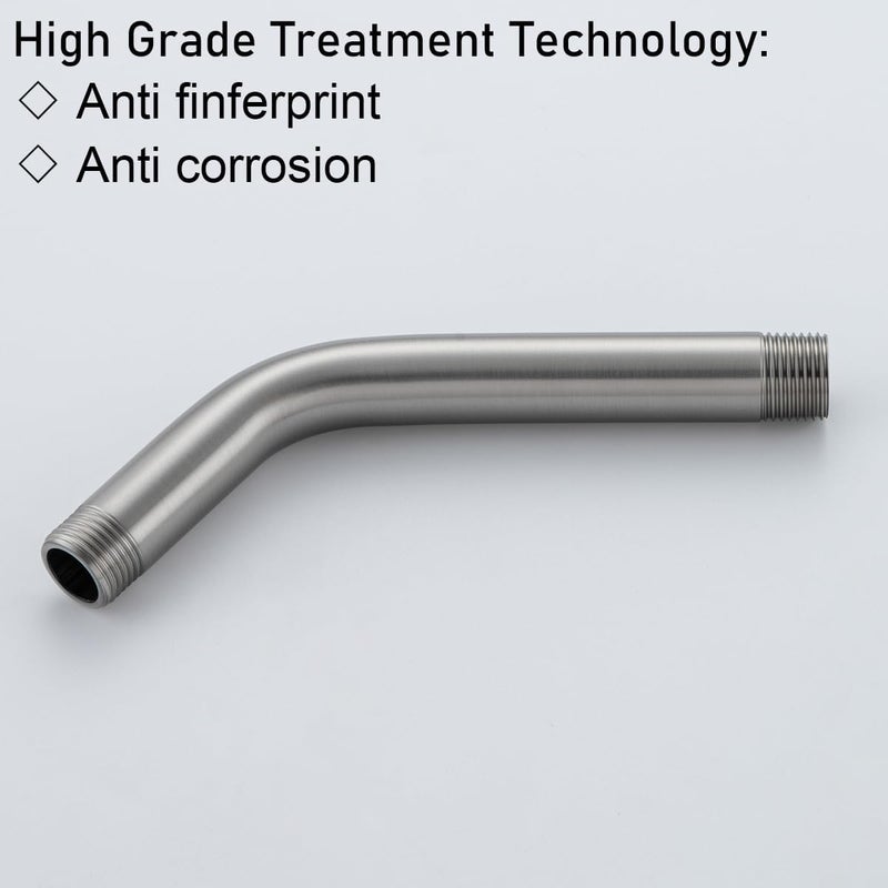 Random Shower Arm with Flange, 6 Inches Brushed Nickel Wall Mount Angle Shower Head Extension Arm Wall-Mounted For Fixed Shower Head.RD91018-6BN - Image 4
