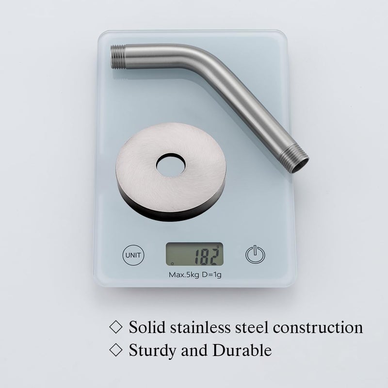 Random Shower Arm with Flange, 6 Inches Brushed Nickel Wall Mount Angle Shower Head Extension Arm Wall-Mounted For Fixed Shower Head.RD91018-6BN - Image 5