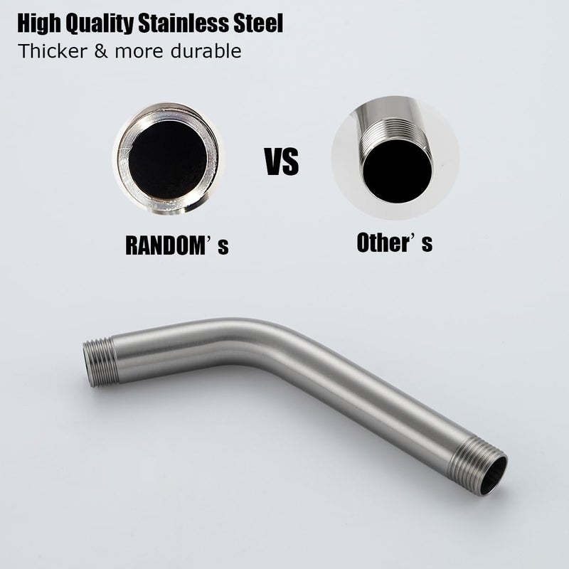 Random Shower Arm with Flange, 6 Inches Brushed Nickel Wall Mount Angle Shower Head Extension Arm Wall-Mounted For Fixed Shower Head.RD91018-6BN - Image 3