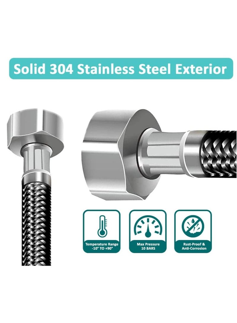 Rubik Stainless Steel Braided Hose Flexible Hot Cold Water Plumbing Pipe 1/2inch For Bathroom Kitchen Sink Water Inlet Hoses Suitable for Toilet Taps Water Heaters (G1/2 X G1/2 1.5M Long) - Image 3