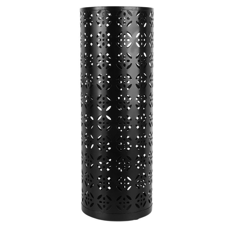 Umbrella Holder Round Rust Proof Stylish Hollow Copper Pattern Metal Umbrella Holder Bin for Home Entryway Black 23x15x15cm / 9.1x5.9x5.9in - Image 1