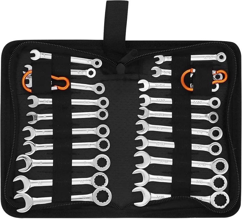 SEDY Premium Midget Wrench Set - 22-Piece Mini Combination Wrench Set Metric & SAE Ignition Wrench Sets 4-10mm & 5/32'' to 7/16'' Lightweight Small Carry Pouch - Image 1