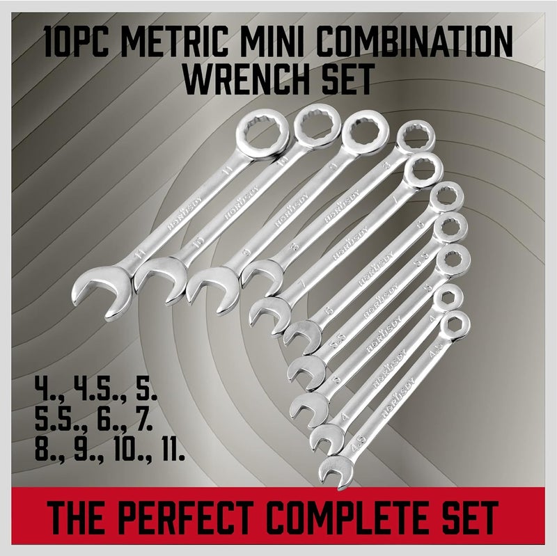 SEDY Premium Midget Wrench Set - 22-Piece Mini Combination Wrench Set Metric & SAE Ignition Wrench Sets 4-10mm & 5/32'' to 7/16'' Lightweight Small Carry Pouch - Image 4