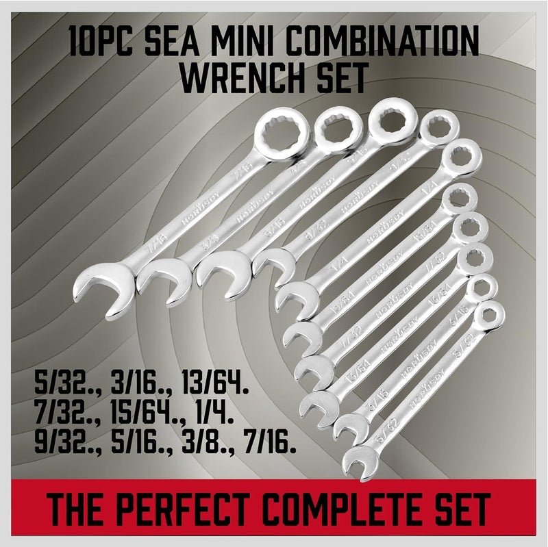 SEDY Premium Midget Wrench Set - 22-Piece Mini Combination Wrench Set Metric & SAE Ignition Wrench Sets 4-10mm & 5/32'' to 7/16'' Lightweight Small Carry Pouch - Image 5