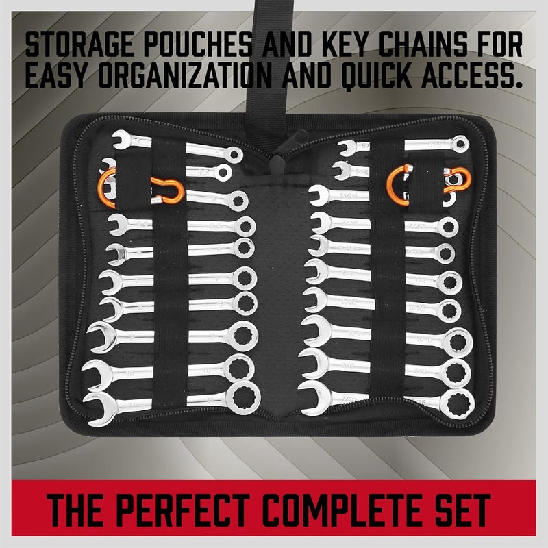 SEDY Premium Midget Wrench Set - 22-Piece Mini Combination Wrench Set Metric & SAE Ignition Wrench Sets 4-10mm & 5/32'' to 7/16'' Lightweight Small Carry Pouch - Image 3