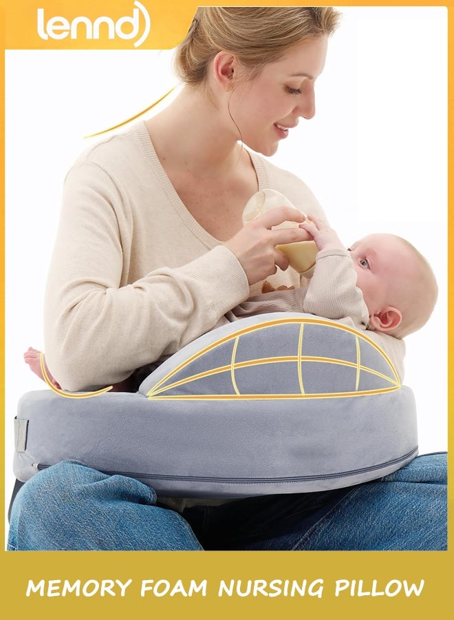 LENND Memory Foam Nursing Pillow - Pioneering Safety Fence-Plus Size Breastfeeding Pillow for Ergonomic Comfort & Support-Easier and Healthier Nursing - Fit for All, Removable Cover