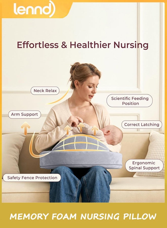 LENND Memory Foam Nursing Pillow - Pioneering Safety Fence-Plus Size Breastfeeding Pillow for Ergonomic Comfort & Support-Easier and Healthier Nursing - Fit for All, Removable Cover - Image 2