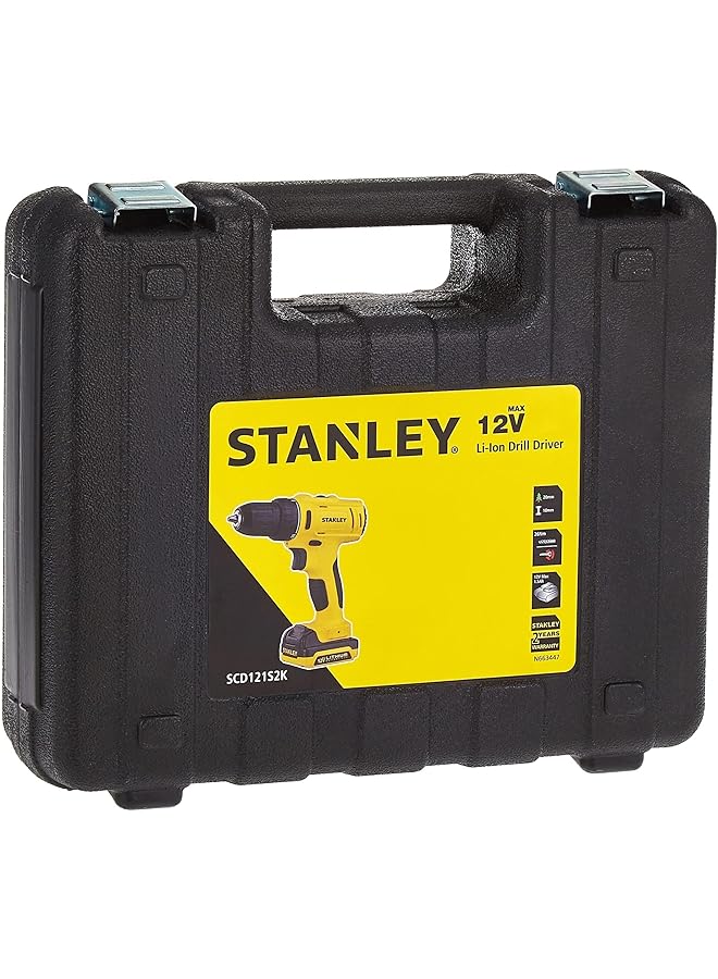 Stanley Cordless Hammer Drill 12V 1.5Ah Li Ion Battery + 16 Pieces Drill And Screwdriver Bits Set Sch121S2Kme1 B5 - Image 4