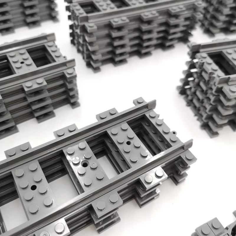ZHX 56pcs City Train Tracks Toy Straight and Flexible Train Track Railway Extension Building Set Block Toy Compatible with Major Brand 36 Straight and 20 Flexible - Image 3