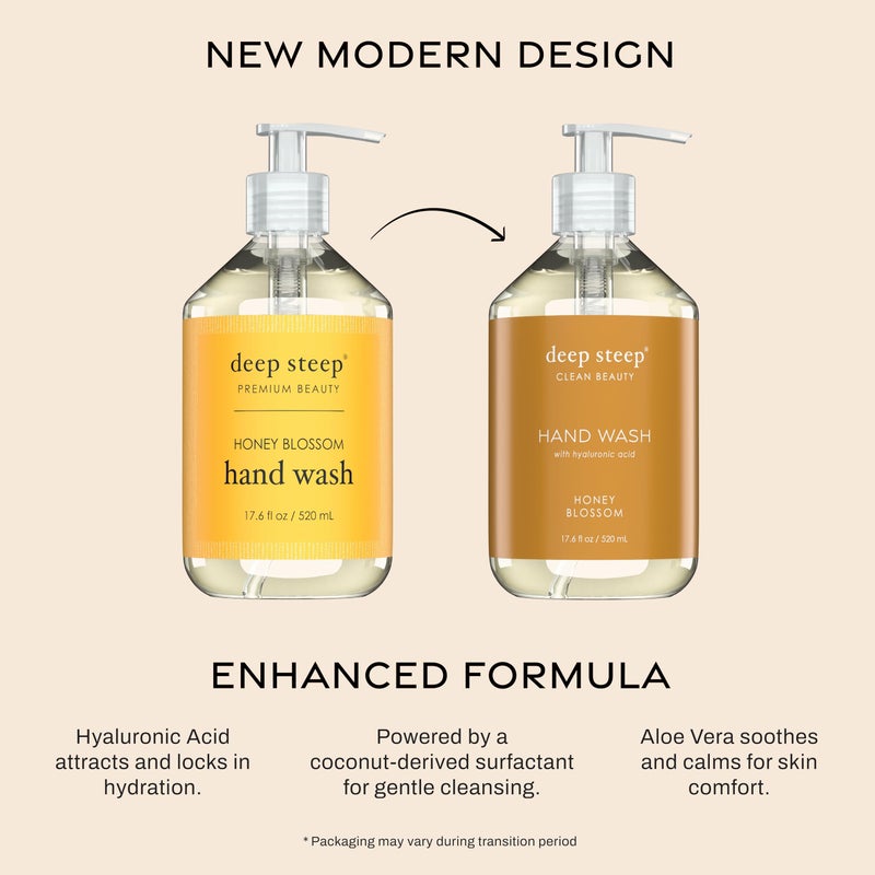 Deep Steep Liquid Hand Wash, Honey Blossom, 17.6 oz â€“ Moisturizing Cleanser with Olive Oil, Aloe Vera, Glycerin & Hyaluronic Acid â€“ Vegan, Clean Beauty, Soft & Nourished Hands - Image 2