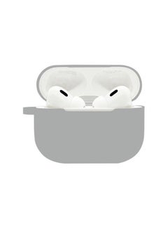 Suitable For Airpods Pro2 Protective Case Silicone Airpods4 Apple Wireless Bluetooth Headset Case-Color:Light Gray (with Hanging Ears 1.2mm)-Applicable Models:Airpods Pearlescent Bag Packaging