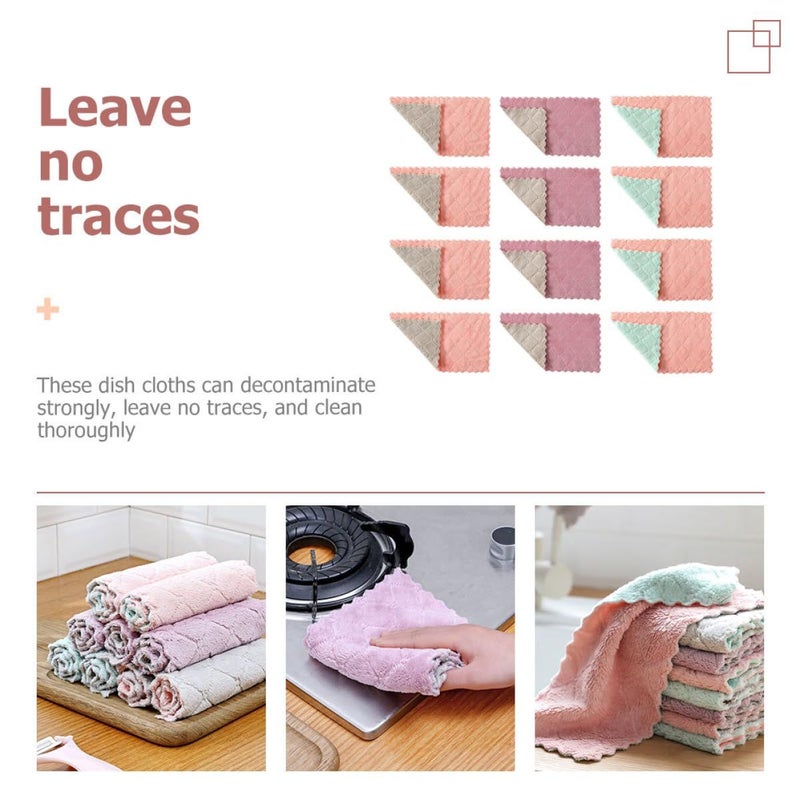 Thick Dual Color Microfiber Kitchen Dish Towels 20 Pack Non Stick Oil Dishcloths - Image 5
