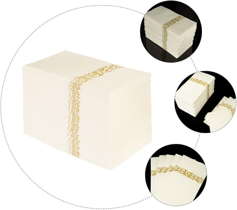 Gold Printed Disposable Napkins Pocket Cutlery Set 50 Pcs for Wedding Restaurant Party - Image 5