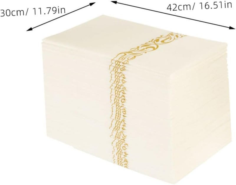 Gold Printed Disposable Napkins Pocket Cutlery Set 50 Pcs for Wedding Restaurant Party - Image 3