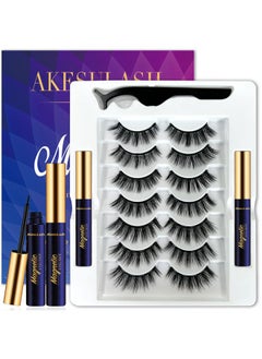 AkesuLash 3D Magnetic Eyelashes With Eyeliner Kit7 Pairs Magnetic Lashes Kit With Applicatorupdated 2 Tubes Of Magnetic Liner & Natural Look Reusable Easy To Apply…  - Image 2