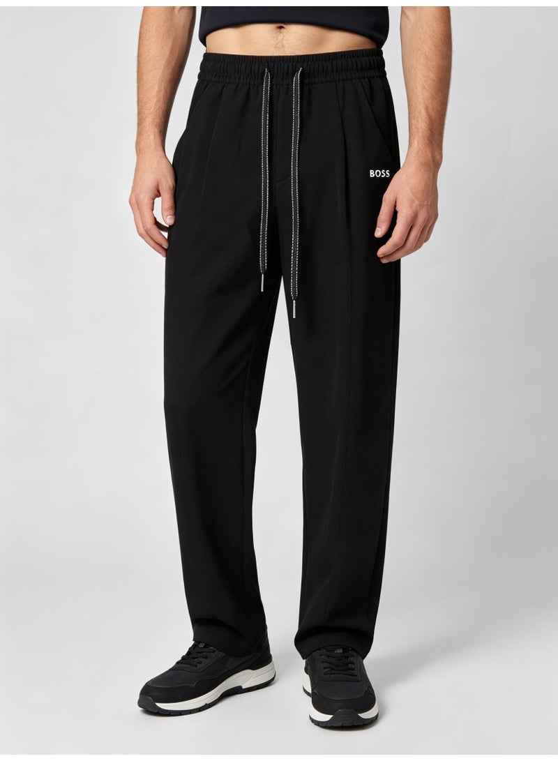 BOSS Unisex Loose Wide‑Leg Casual Sweatpants, Elastic Waist Drawstring Trousers, Black - Image 5