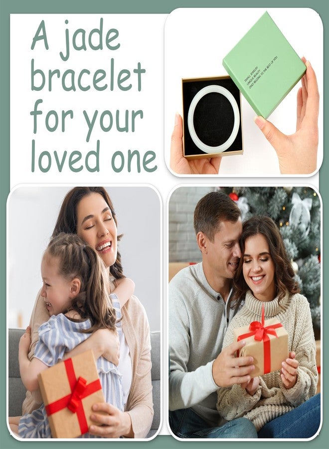 Landical 2.44 Inch Natural Jade Bangle Bracelet for Women Elegant Jade Bangle Bracelet with Box Thin Good Luck Jewelry Gift, about inner diameter 2.44 inch, natural white jade, natural white jade - Image 3