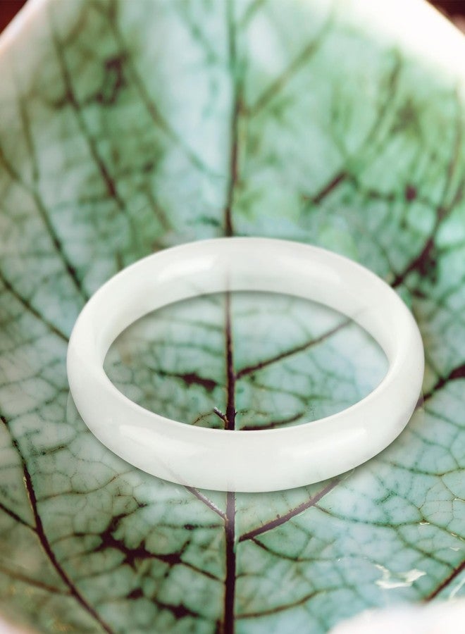Landical 2.44 Inch Natural Jade Bangle Bracelet for Women Elegant Jade Bangle Bracelet with Box Thin Good Luck Jewelry Gift, about inner diameter 2.44 inch, natural white jade, natural white jade - Image 5
