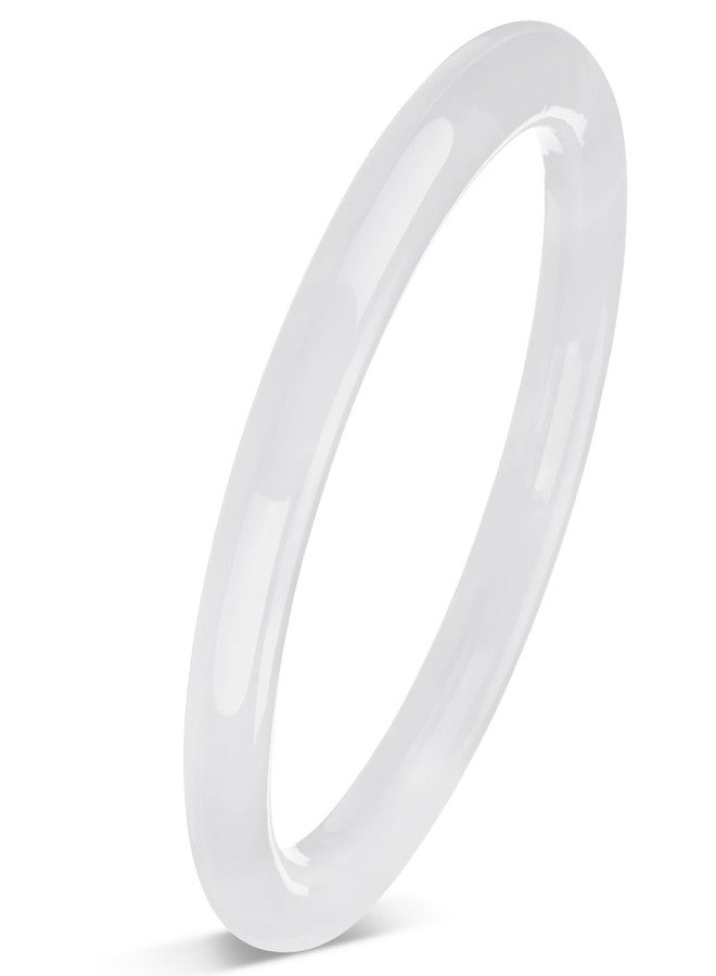 Landical 2.44 Inch Natural Jade Bangle Bracelet for Women Elegant Jade Bangle Bracelet with Box Thin Good Luck Jewelry Gift, about inner diameter 2.44 inch, natural white jade, natural white jade - Image 1