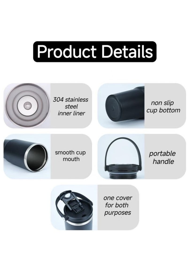 ستانلي كوب ستانلي آيس فلو المعزول المصنوع من الفولاذ المقاوم للصدأ مع شفاطة قابلة للطي وغطاء مانع للتسرب للمنزل والمكتب والسيارة، يحفظ البرودة لمدة 12 ساعة، ويكفي يومين، سعة 30 أونصة، لون فحمي - Image 5