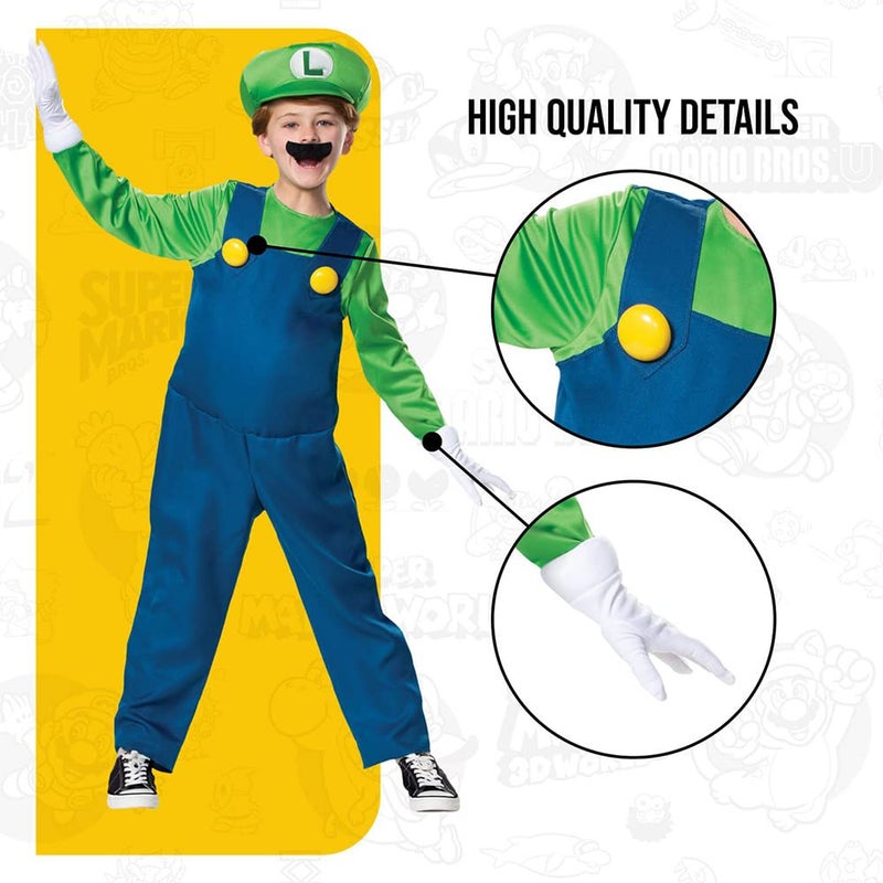Disguise Super Mario Bros. Luigi Costume, Official Supe Mario Bros Costume for Boys, Medium (7-8) - Image 4